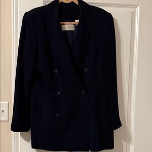 Dana Buchman Navy Double-Breasted Blazer